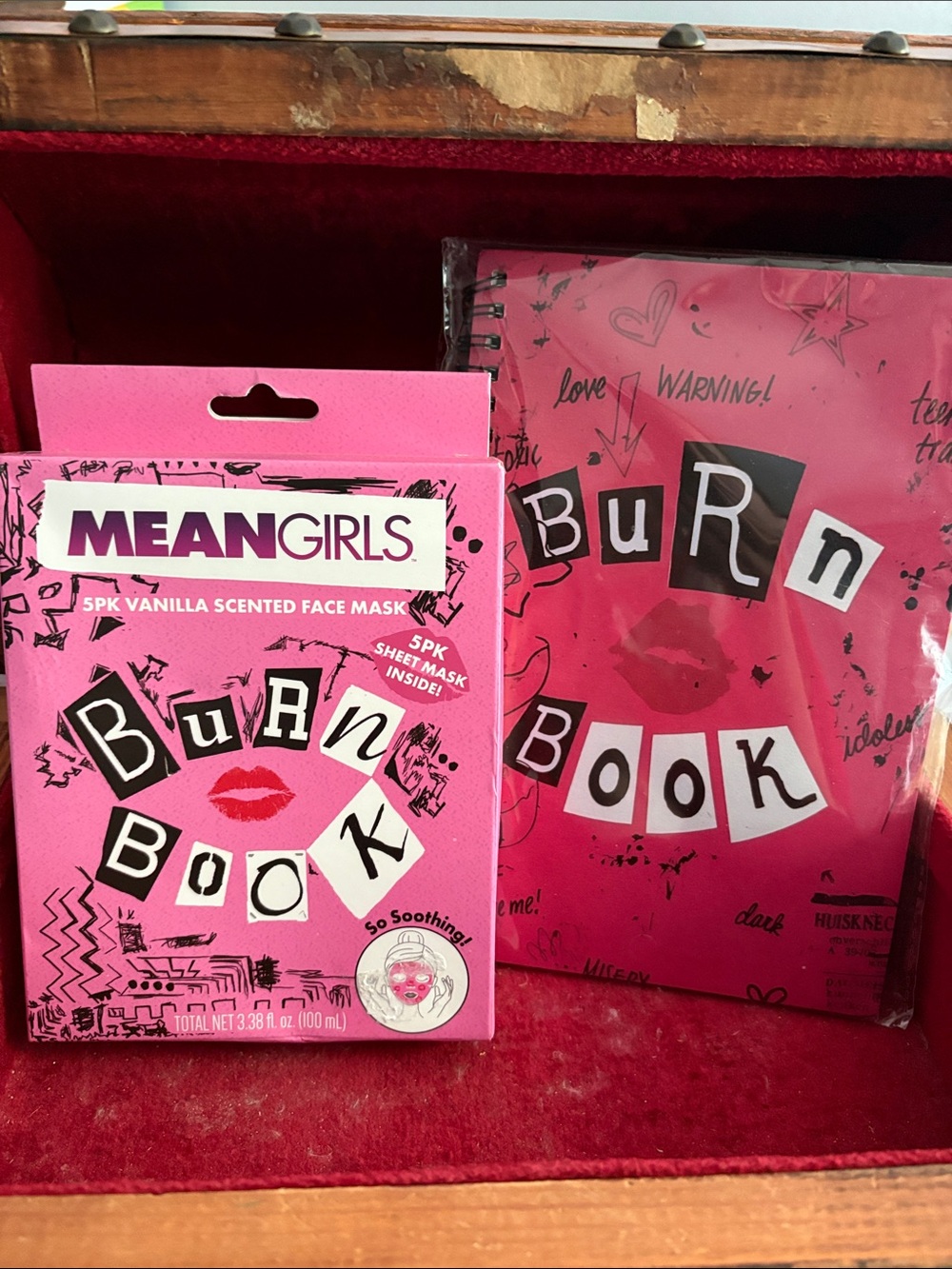 Mean Girls Burn Book Vanilla Scented Face Mask and Notebook Set - Pink
